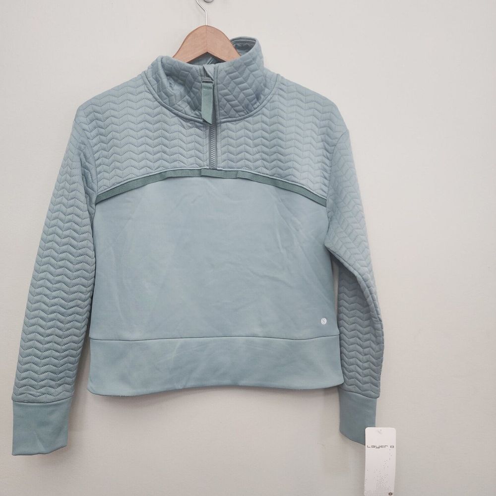 Layer 8 Nor'Easter Quilted 1/4 Zip Qwick Dry Womens Size XS Stormy Sea (blue)